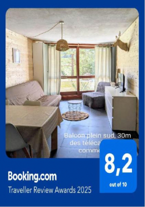 Studio 25m2, 4/6 pers, 30m des pistes, balcon sud